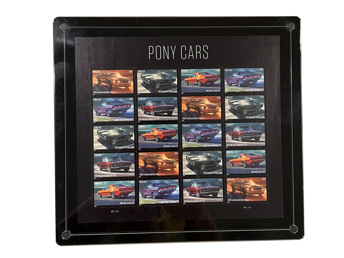 Display Frame For Pony Cars Stamp Sheet