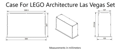 Display case for LEGO Architecture Las Vegas Skyline (21047) Set